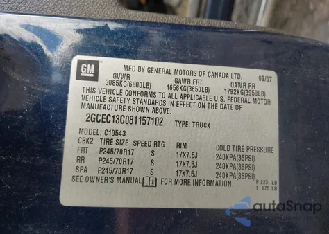 2008 Chevrolet Silverado 1500 Ls z USA, uszkodzony, nr VIN 2GCEC13C081157102